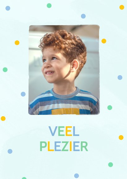 Vrolijke blauwe kinderkaart veel plezier op school 2