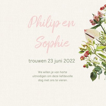 Vrolijke bloemrijke trouwkaart 3