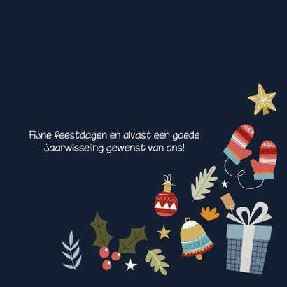 Vrolijke en hippe kerstkaart met kerst illustraties 3