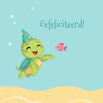 Vrolijke en kleurrijke schildpad verjaardagskaart voor kind 2
