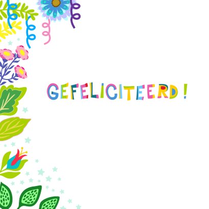 Vrolijke en kleurrijke verjaardagskaart met meisje op paard 2