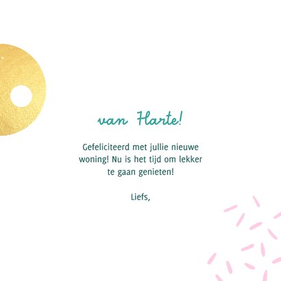 Vrolijke felicitatie nieuwe woning huis sleutel 3