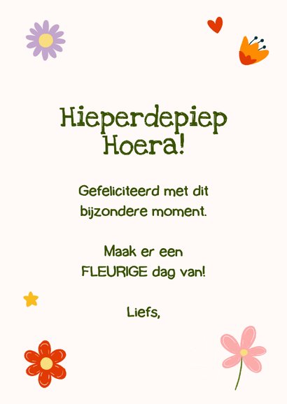 Vrolijke felicitatiekaart met bloemenpatroon 3