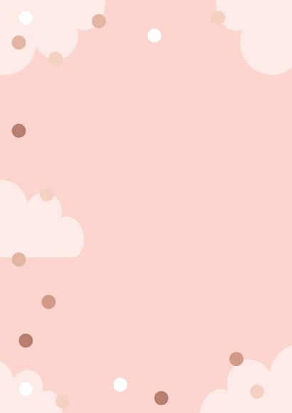 Vrolijke felicitatiekaart roze voor een meisje met wolkjes  2