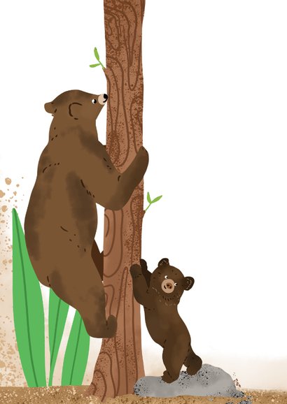 Vrolijke felicitatiekaart voor kind met beren en 11 jaar 2