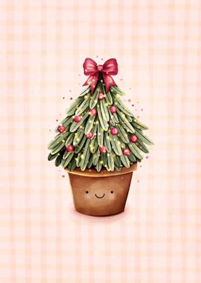 Vrolijke felicitatiekaartje verhuisd met kerstboom 2