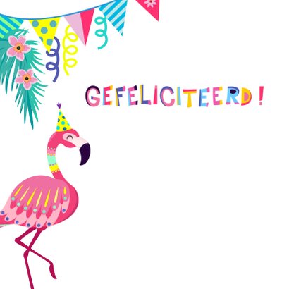 Vrolijke flamingo's verjaardagskaart met slingers 2