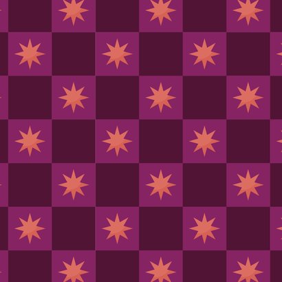 Vrolijke foto nieuwjaarskaart blokjespatroon met sterren Achterkant