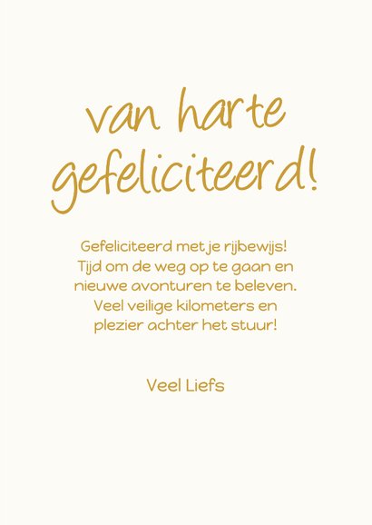 Vrolijke gestreepte gele geslaagdkaart voor auto rijbewijs 3