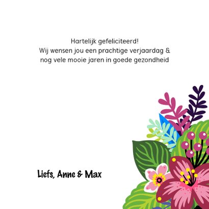 Vrolijke hond met bloemen verjaardagskaart 3