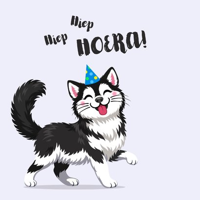 Vrolijke husky verjaardagskaart 2