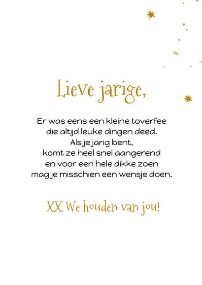 Vrolijke kaart met eenhoorn en kleine sterren in peach 3