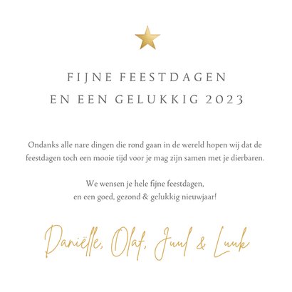 Vrolijke kerst fotokaart met 4 eigen foto's en goudlook ster 3