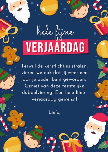 Vrolijke kerst verjaardagskaart met ballonnen en kerstman 3