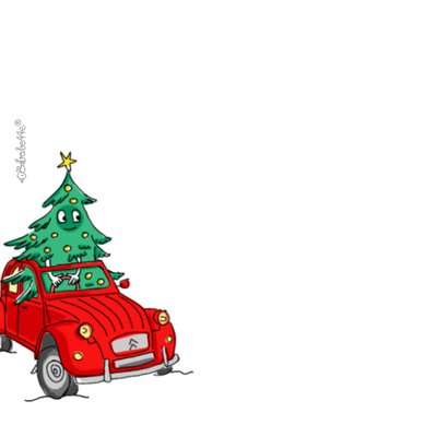 Vrolijke kerstboom in oldtimer eend 2