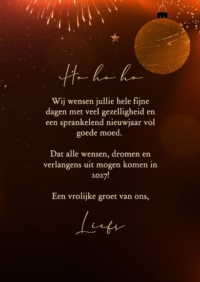 Vrolijke kerstkaart eigen foto met goudlook rendiergewei 3
