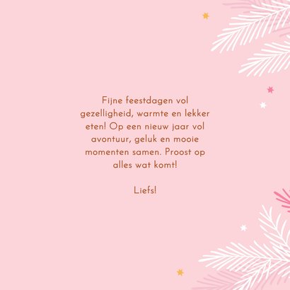 Vrolijke kerstkaart merry christmas roze en letters 3