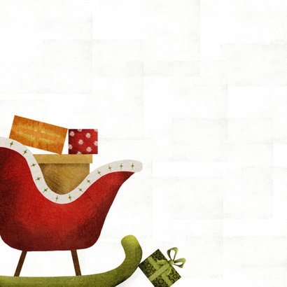 Vrolijke kerstkaart met arrenslee en kadootjes 2