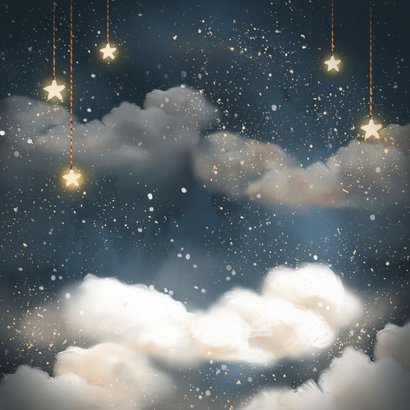 Vrolijke kerstkaart met de kerstman op de maan! Achterkant