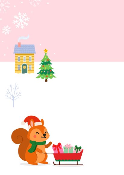 Vrolijke kerstkaart met egel en eekhoorn 2