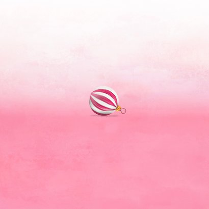 Vrolijke kerstkaart met gekleurde kerstballen Achterkant