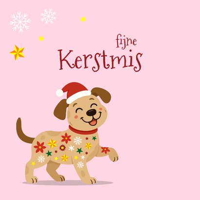 Vrolijke kerstkaart met hond en kerst items 2