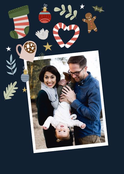 Vrolijke kerstkaart met kerst illustraties 2