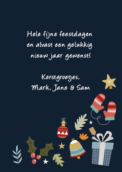 Vrolijke kerstkaart met kerst illustraties 3