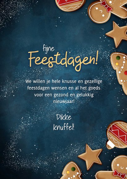 Vrolijke kerstkaart met kerstkoekjes gezellige feestdagen 3