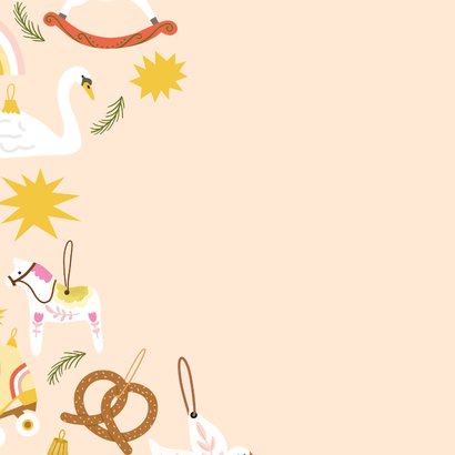 Vrolijke kerstkaart met ornamenten 2