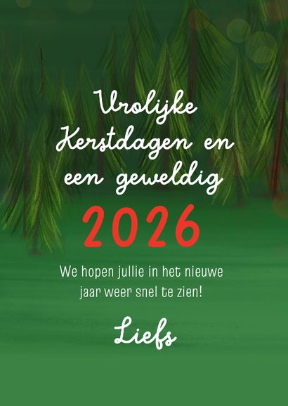 Vrolijke kerstkaart met rendier aan tafel 3