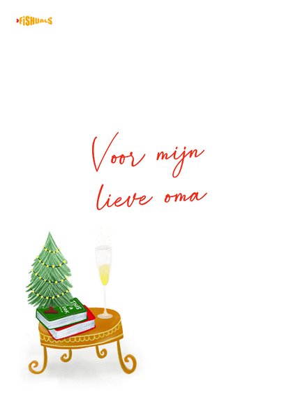 Vrolijke kerstkaart van oma in haar relaxstoel 2