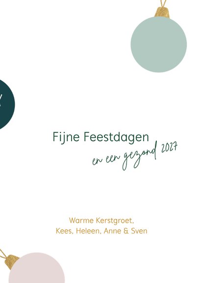 Vrolijke kerstkaarten 2027 kerstballen verschillende talen 3