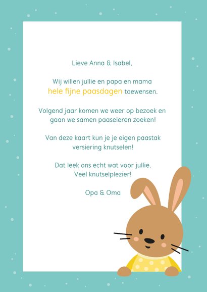 Vrolijke kinder paaskaart - maak je eigen paastak versiering 3