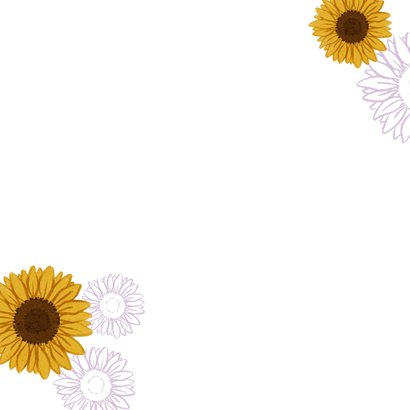 Vrolijke lila moederdag kaart met zonnebloemen  2