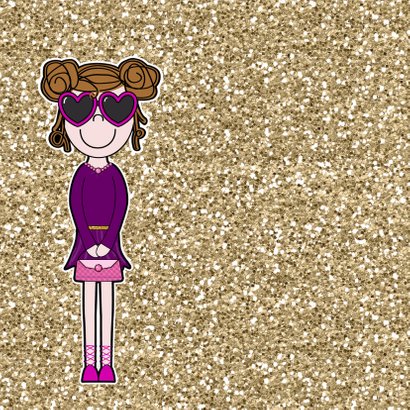 Vrolijke meiden glitter felicitatie 2