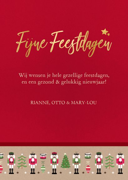 Vrolijke moderne kerstkaart met notenkrakers en eigen foto 3