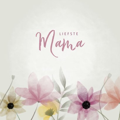 Vrolijke moederdag kaart met waterverf bloemen en takjes 2
