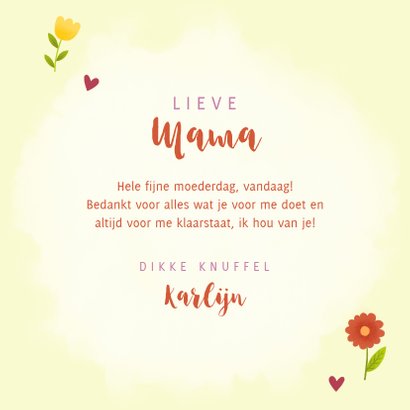 Vrolijke moederdagkaart met bloemen en hartjes 3