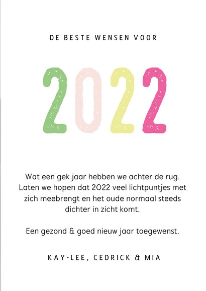 Vrolijke nieuwjaarskaart met eigen foto en gekleurde letters 3