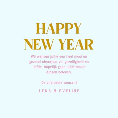 Vrolijke nieuwjaarskaart roze met champagnefles 3