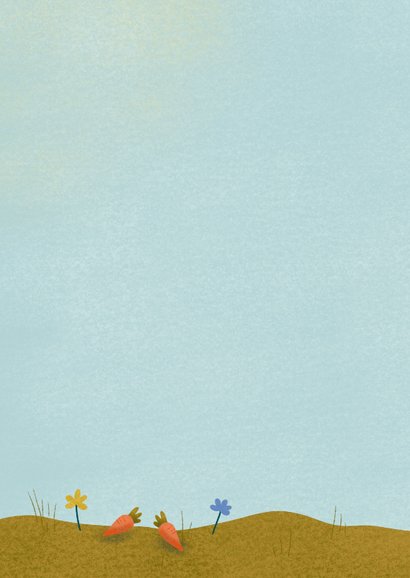 Vrolijke paaskaart met haasjes en bloemen 2