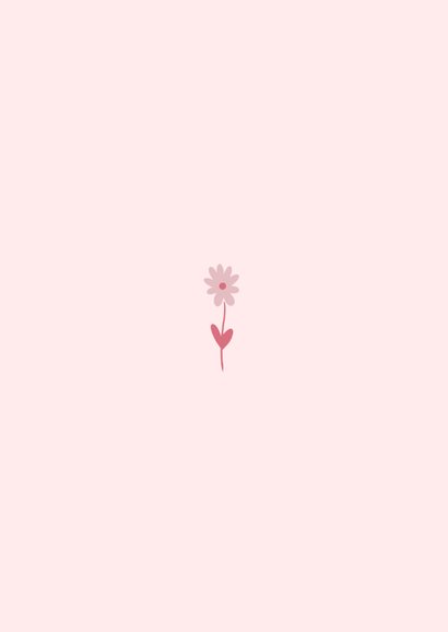 Vrolijke roze communiekaartje met eenhoorn en bloemen Achterkant