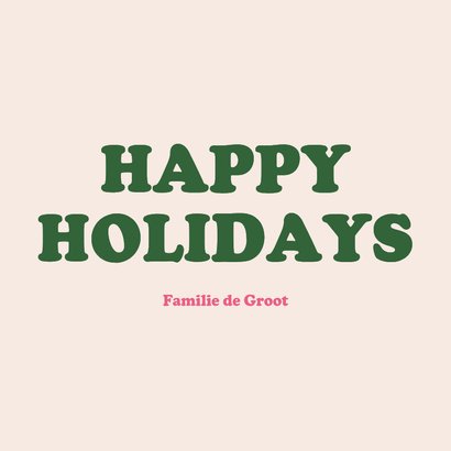  Vrolijke roze foto kerstkaart blokjespatroon met kerstbomen 3