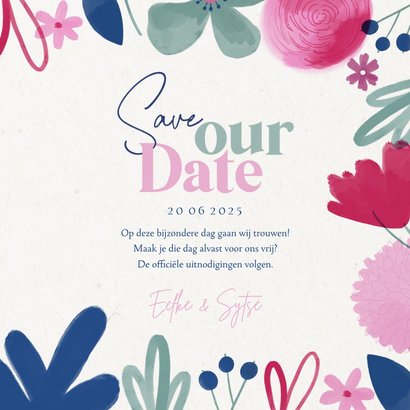 Vrolijke Save Our Date kaart zomerse bloemen  3