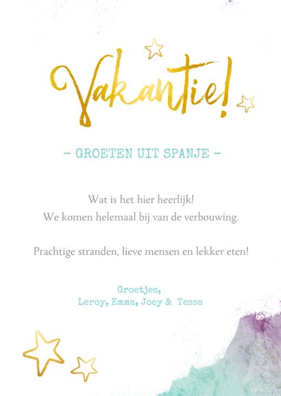 Vrolijke strand vakantiekaart met eigen foto en waterverf 3