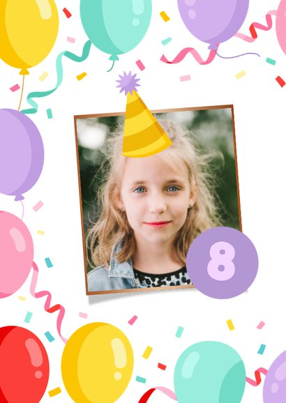 Vrolijke uitnodiging kinderfeestje met gekleurde ballonnen 2