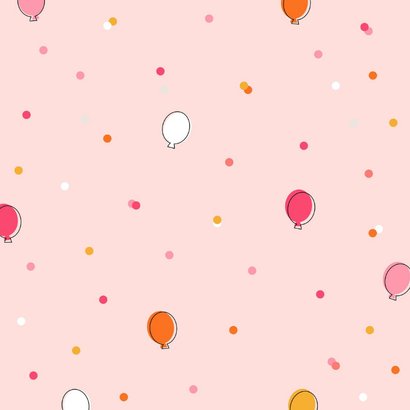 Vrolijke uitnodiging party roze ballonnen confetti en foto's 2