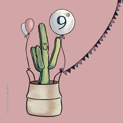 Vrolijke uitnodiging verjaardagsfeestje met cactussen 2