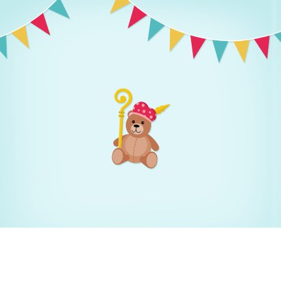 Vrolijke uitnodiging voor een bedrijf Sinterklaasfeest Achterkant